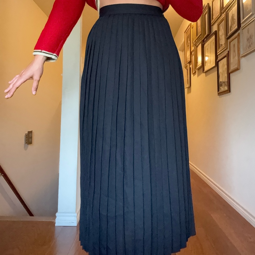Laura Ashley Retro Black Maxi Pleated Skirt